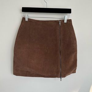 BLANK NYC Leather Brown Suede Mini Skirt with Zipper | Size 25 (NWT)